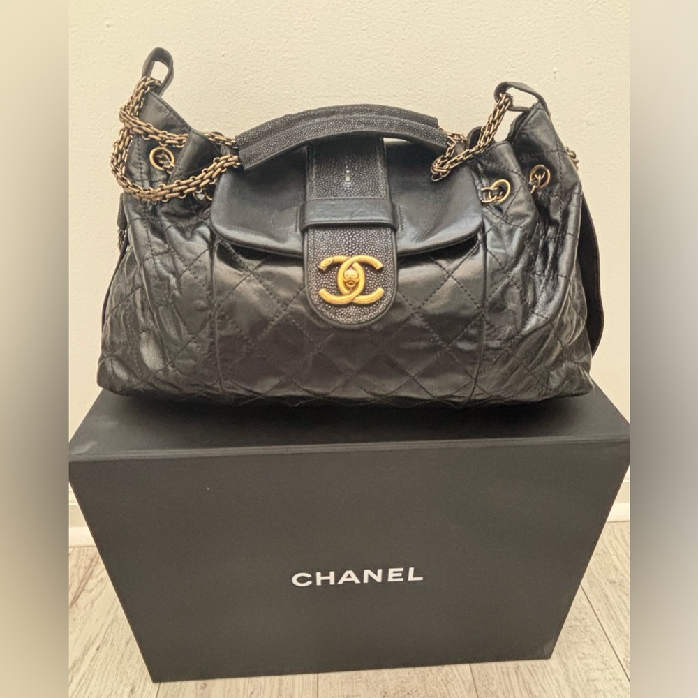 Chanel Bindi Bag with Quilted Lambskin & Stingray Leather ~Originally $6,400